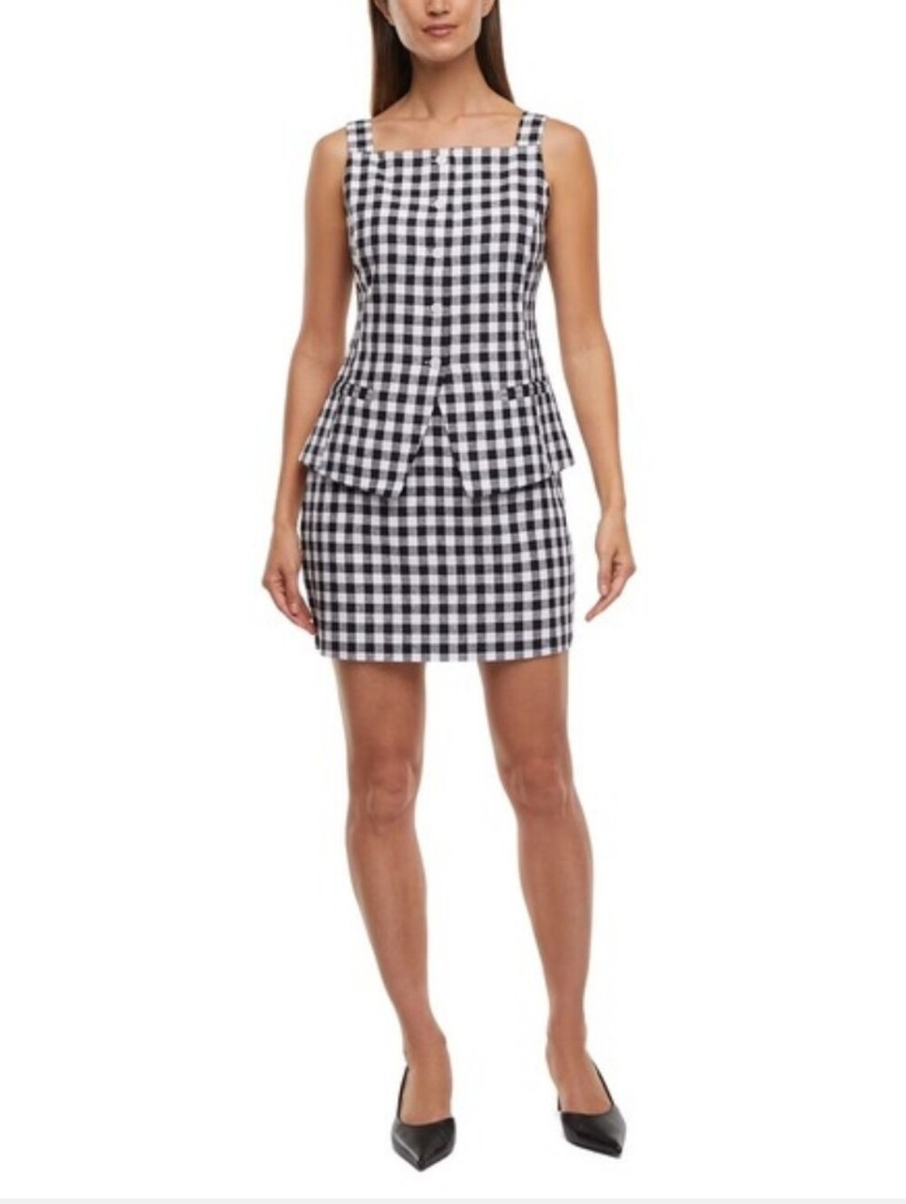Express 2-Piece Linen Blend Gingham Top & Bottom Set (Size L) NWT 🏷